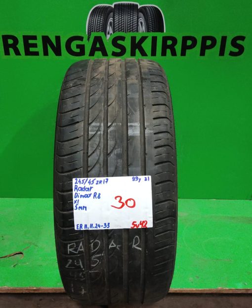245/45R17 Radar Dimax R8 99Y kesä 5mm / 5V42