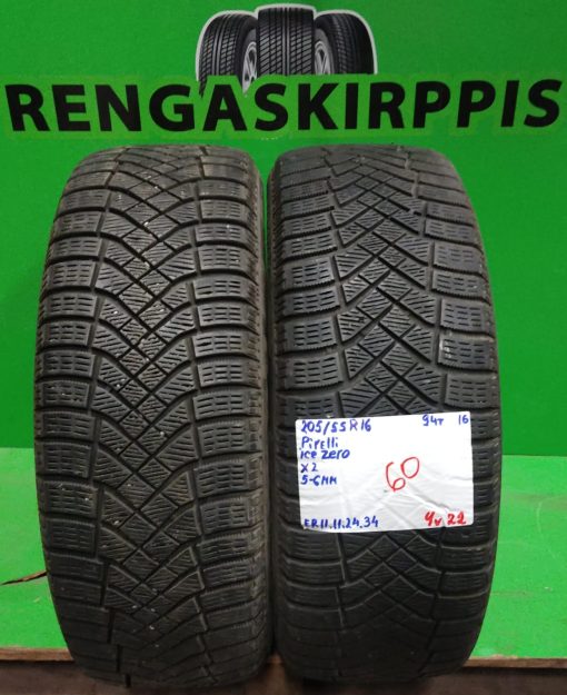 205/55R16 Pirelli IceZero 94T kitka 5-6mm / 4V22