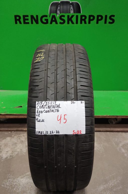 215/55R17 Continental EcoContact 6 94V kesä 4mm / 5V22