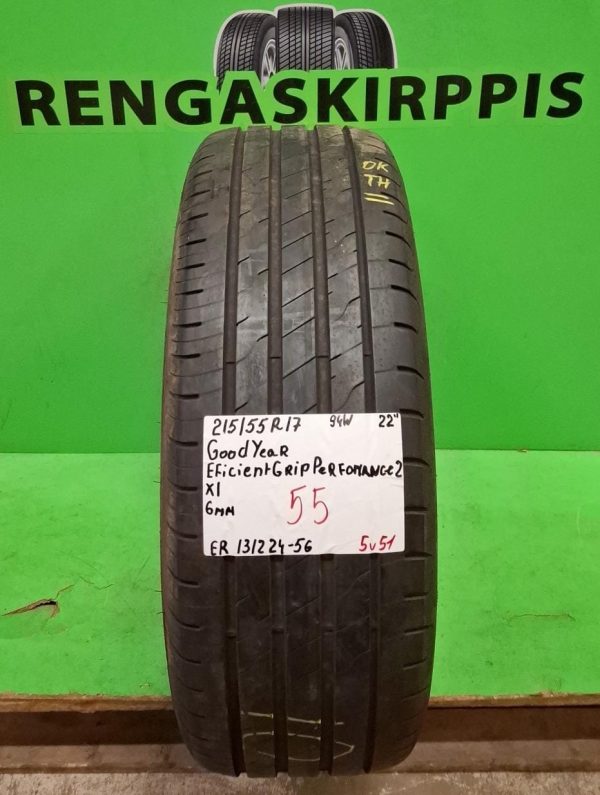 215/55R17 GoodYear EfficientGrip Performance 2 94W kesä 6mm / 5V51