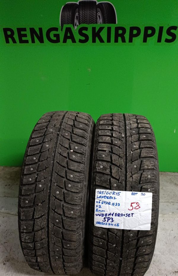 185/60R15 Landsail Ice Star IS33 88T nasta 8mm uudenveroiset / 5P3