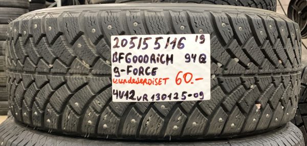 205/55R16 BFGoodrich G.Force 94Q nasta uudenveroiset / 4V12