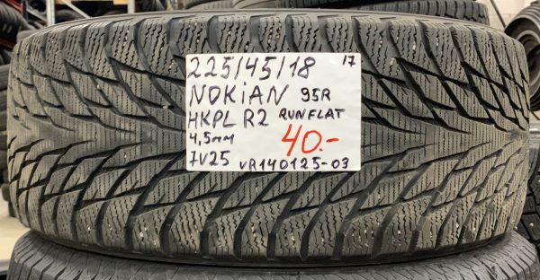 225/45R18 Nokian HKPL R2 Runflat 95R kitka 4,5mm / 7V25