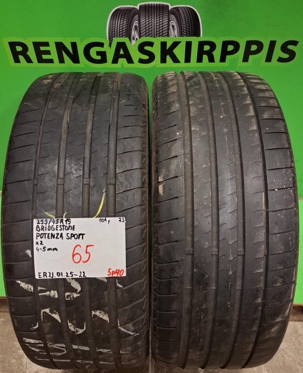 255/45R19 Bridgestone Potenza Sport 104Y kesä 4-5mm / 5P40