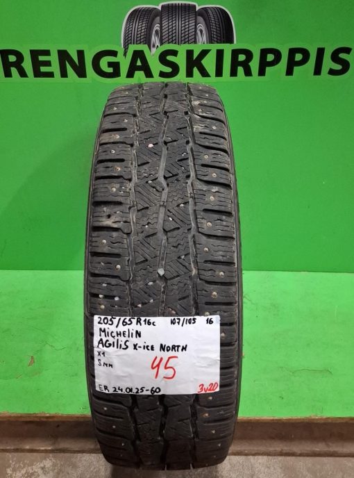 205/65R16C Michelin Agilis X-Ice north 107/105 nasta 8mm / 3V20