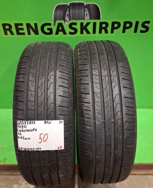 205/55R17 Pirelli Cinturato P7 91W kesä 4-4,5mm / K7