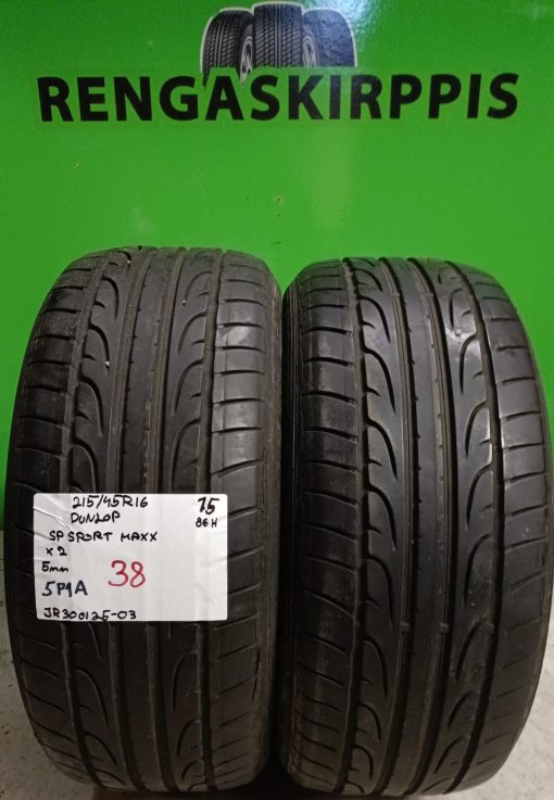 215/45R16 Dunlop SP Sport Maxx 86H kesä 5mm / 5P1A