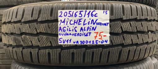 205/65R16C Michelin Agilis Alpin 107/105T kitka uudenveroiset / 5V11