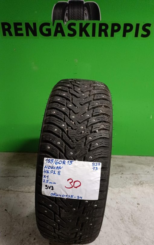 195/60R15 Nokian HKPL 8 92T nasta 7,5mm / 9V2