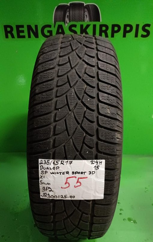 235/65R17 Dunlop SP Winter Sport 3D 104H kitka 5mm / 9P2