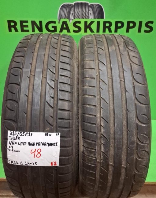 215/55R17 Tigar UHP Ultra High Performance 98W kesä 4-5mm / K2