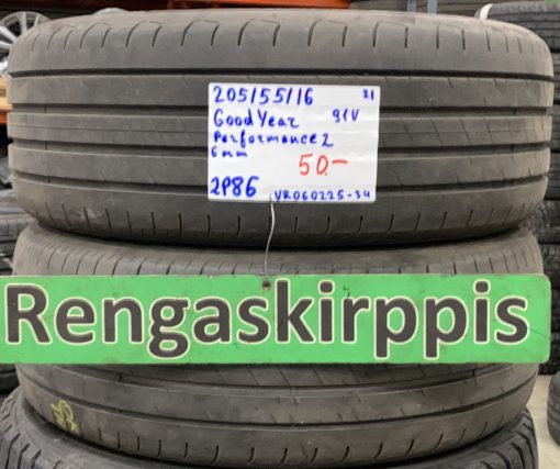 205/55R16 GoodYear Performance 2 91V kesä 6mm / 2P83