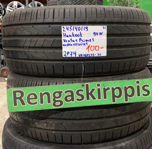 245/40R19 Hankook Ventus Prime 3 94W kesä uudenveroiset / 2P74