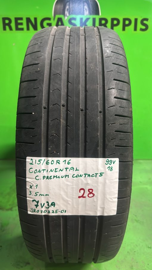 215/60R16 Continental ContiPremiumContact 5 kesä 3,5mm / 7V3A