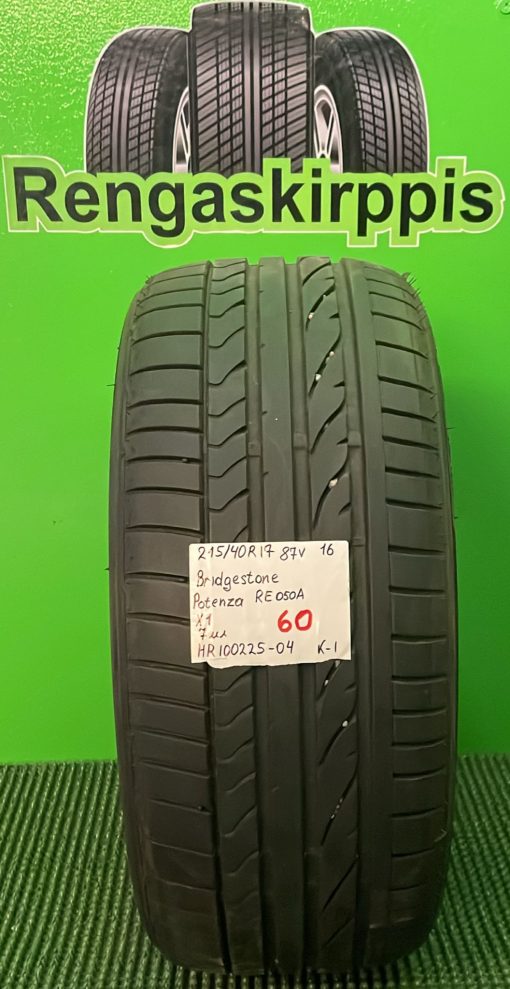 215/40R17 Bridgestone Potenza RE050A 87V kesä 7mm / K1