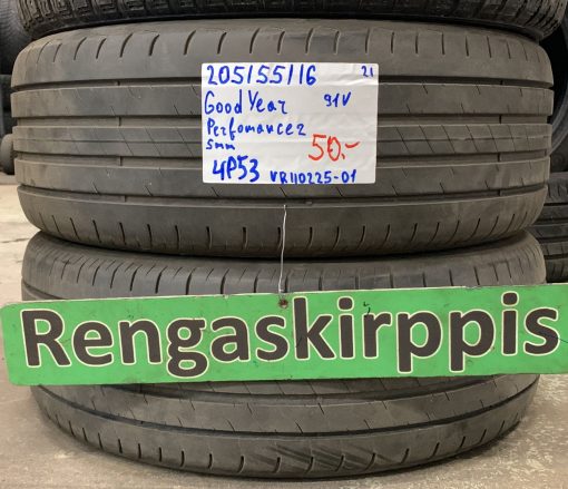 205/55R16 GoodYear Performance 2 91V kesä 5mm / 4P53