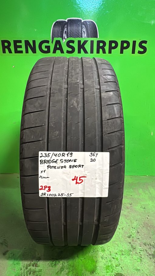 235/40R19 Bridgestone Potenza Sport 96Y kesä 4mm / 2P3