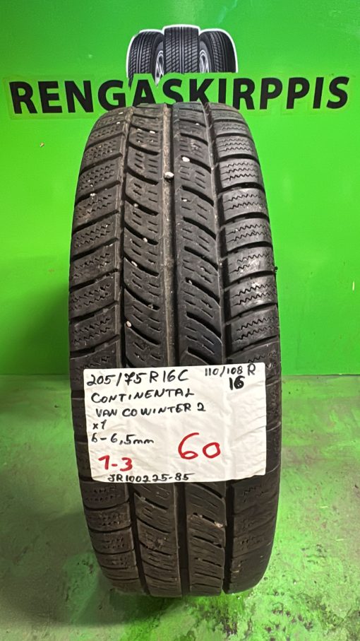 205/75R16C Continental Vanco Winter 2 110/108R kitka 6-6,5mm / 1-3