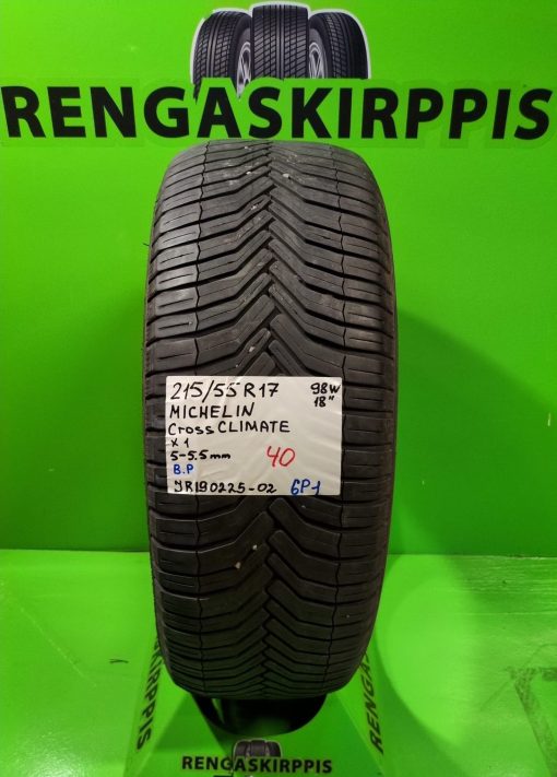 215/55R17 Michelin Cross Climate 98W kesä 5-5,5mm / 6P1