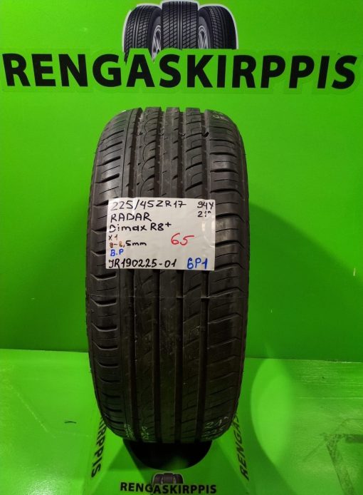 225/45R17 Radar Dimax R8+ 94Y kesä 8-8,5mm / 6P1