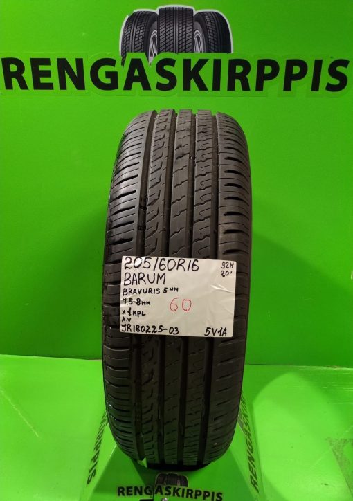 205/60R16 Barum Bravuris 5 HM 92H kesä 7,5-8mm / 5V1A