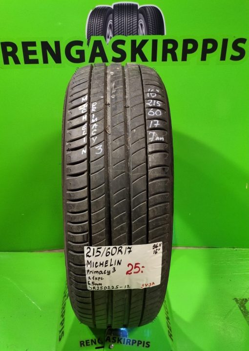 215/60R17 Michelin Primacy 3 96H kesä 6,5mm / 5V3A