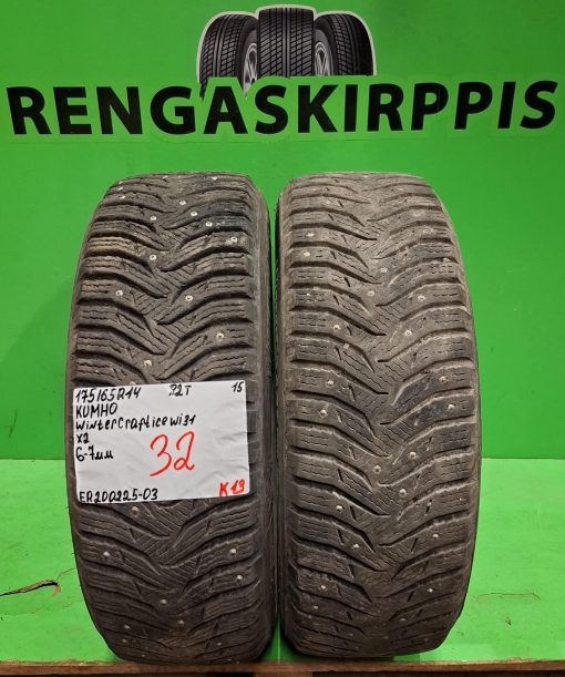 175/65R14 Kumho WinterCraft Ice Wi31 82T nasta 6-7mm / K13