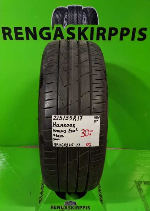 225/55R17 Hankook Ventus Evo 2 97W kesä 5mm / 6P2