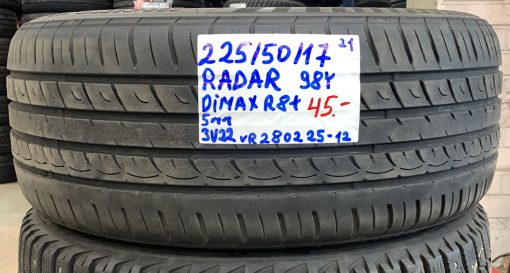 225/50R17 Radar Dimax R8+ 98Y kesä 5mm / 3V22