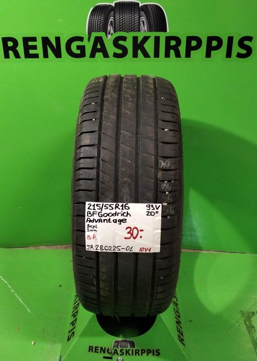 215/55R16 BFGoodrich Advantage 93V kesä 5mm / 10V1