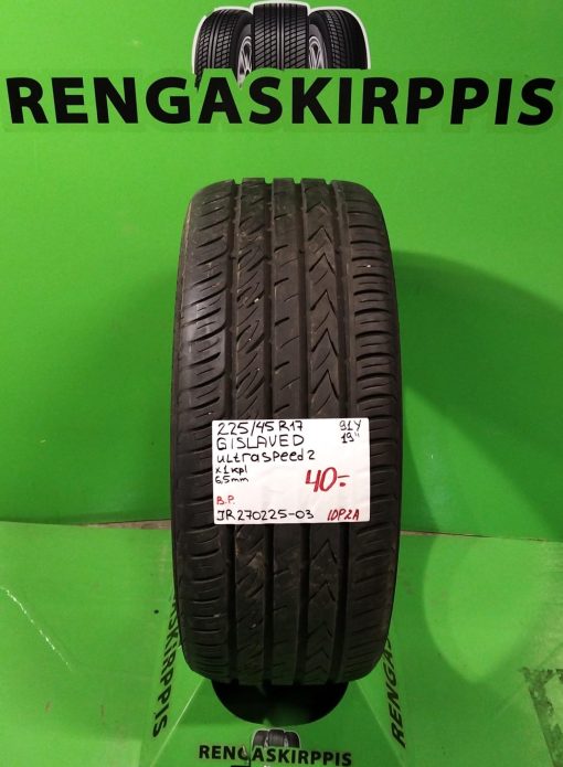 225/45R17 Gislaved Ultra Speed 2 91Y kesä 6,5mm / 10P2A