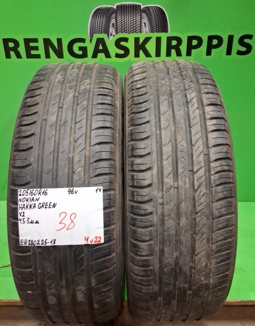 205/60R16 Nokian Hakka Green 96V kesä 4,5-5mm / 4V22