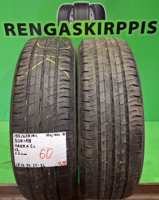 195/65R16C Nokian C2 104/102T kesä 7,5mm / 4V40