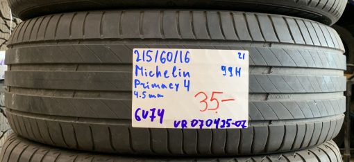 215/60R16 Michelin Primacy 4 99H kesä 4,5mm / 6V74