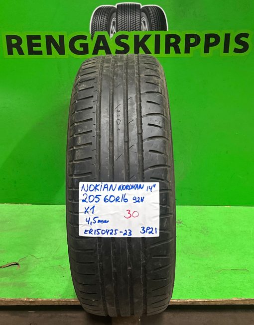 205/60R16 Nokian Nordman 92H kesä 4,5mm / 3P21