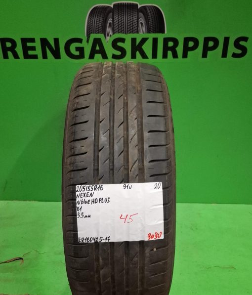 205/55R16 Nexen NBlue HD Plus 91V kesä 5,5mm / 3P30
