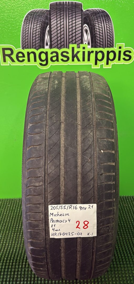 205/55R16 Michelin Primacy 4 91V kesä 4mm / K1