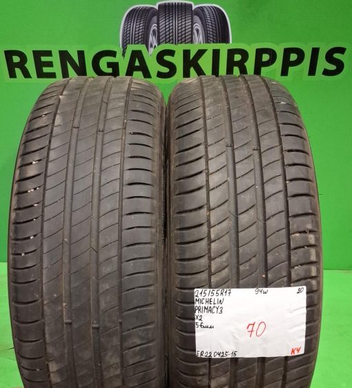 215/55R17 Michelin Primacy 3 94W kesä 5-6mm / K4