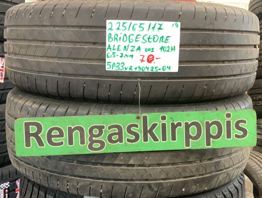 225/65R17 Bridgestone Alenza 001 102H kesä 6,5-7mm / 5P33