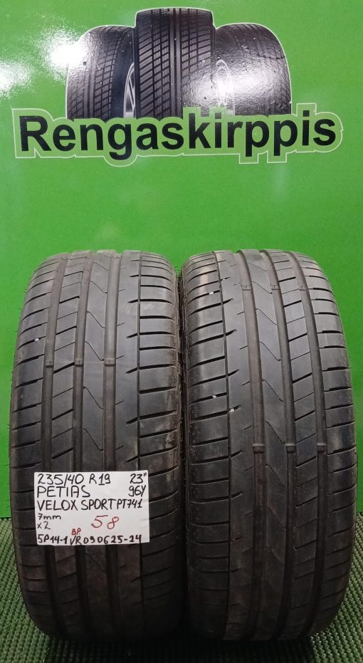 235/40R19 Petlas Velox Sport PT741 96Y kesä 7mm / 5P14-1