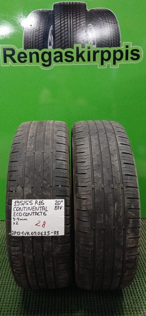 195/55R16 Continental EcoContact 6 87V kesä 3-4mm / 2P12-1