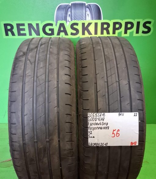 205/55R16 GoodYear EfficientGrip Performance 2 91V kesä 5mm / 3P12