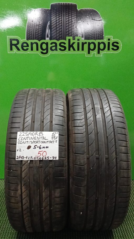 225/40R19 Continental ContiSportContact 5 93V kesä 5-6mm / 2P12-1