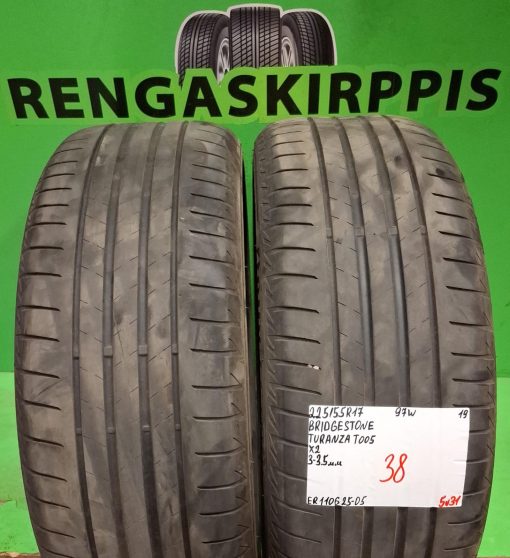 225/55R17 Bridgestone Turanza T005 97W kesä 3-3,5mm / 5V31