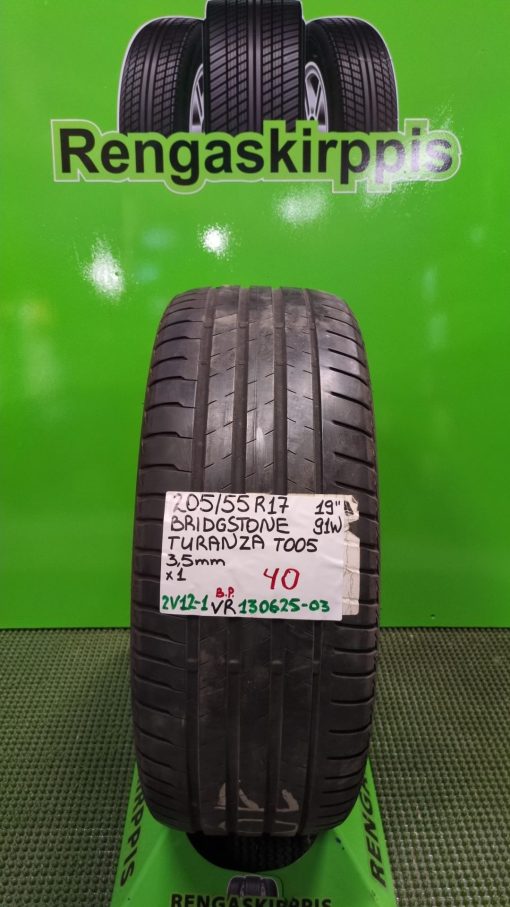 205/55R17 Bridgestone Turanza T005 91W kesä 3,5mm / 2V12-1
