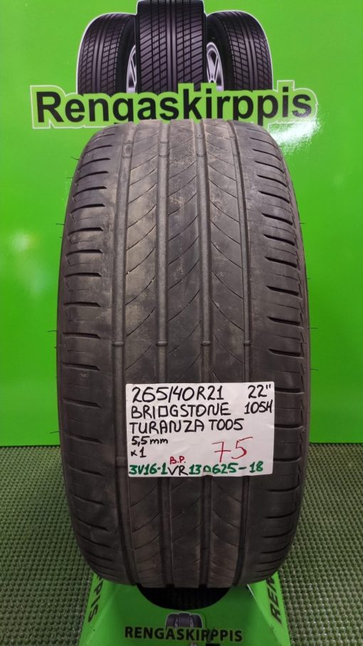 265/40R21 Bridgestone Turanza T005 105H kesä 5,5mm / 3V16-1