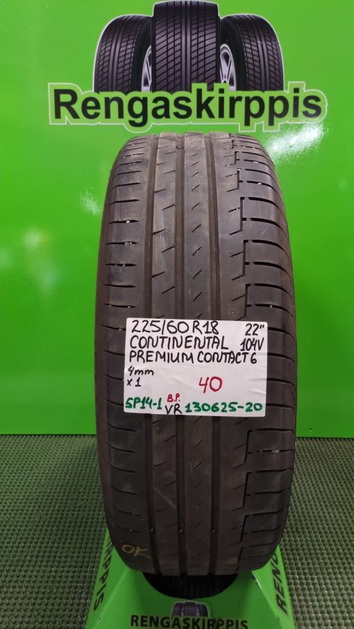 225/60R18 Continental PremiumContact 6 104V kesä 4mm / 5P14-1