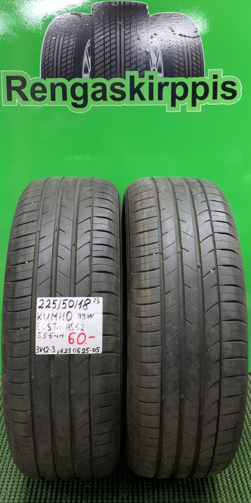225/50R18 Kumho Ecsta HS52 99W kesä 5,5-6mm / 3V12-3