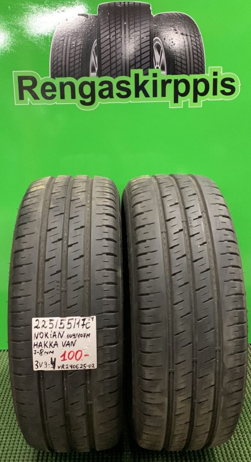 225/55R17C Nokian Hakka Van 109/107H kesä 7-8mm / 3V9-4