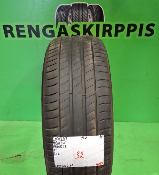 215/55R17 Michelin Primacy 3 94W kesä 3mm / 4P31